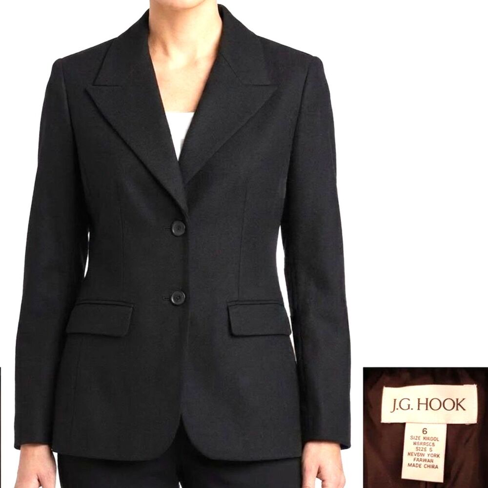 J. G. Hook Blazer jacket 20p 20 p black 100% wool new 2xp 2x p